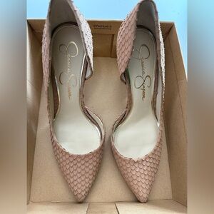 Jessica Simpson Women's Textured Tan Heels -8.5